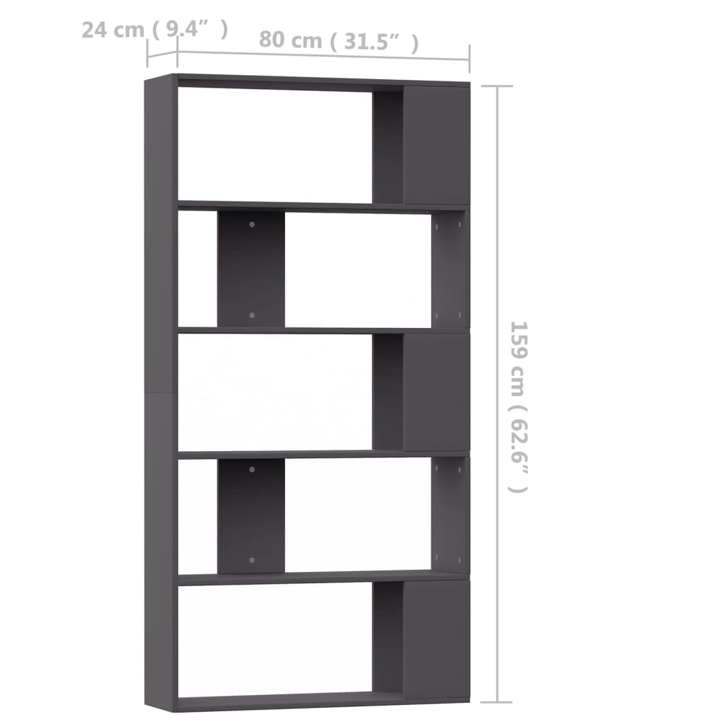 Bookshelf/Room Divider Grey 80x24x159 cm Wood Material