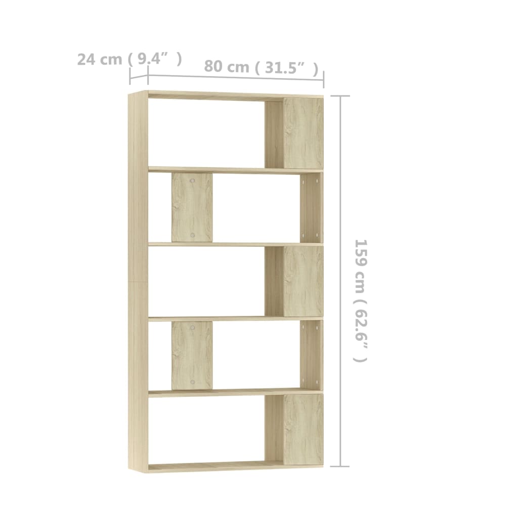 Bücherregal/Raumteiler Sonoma-Eiche 80x24x159 cm Holzwerkstoff