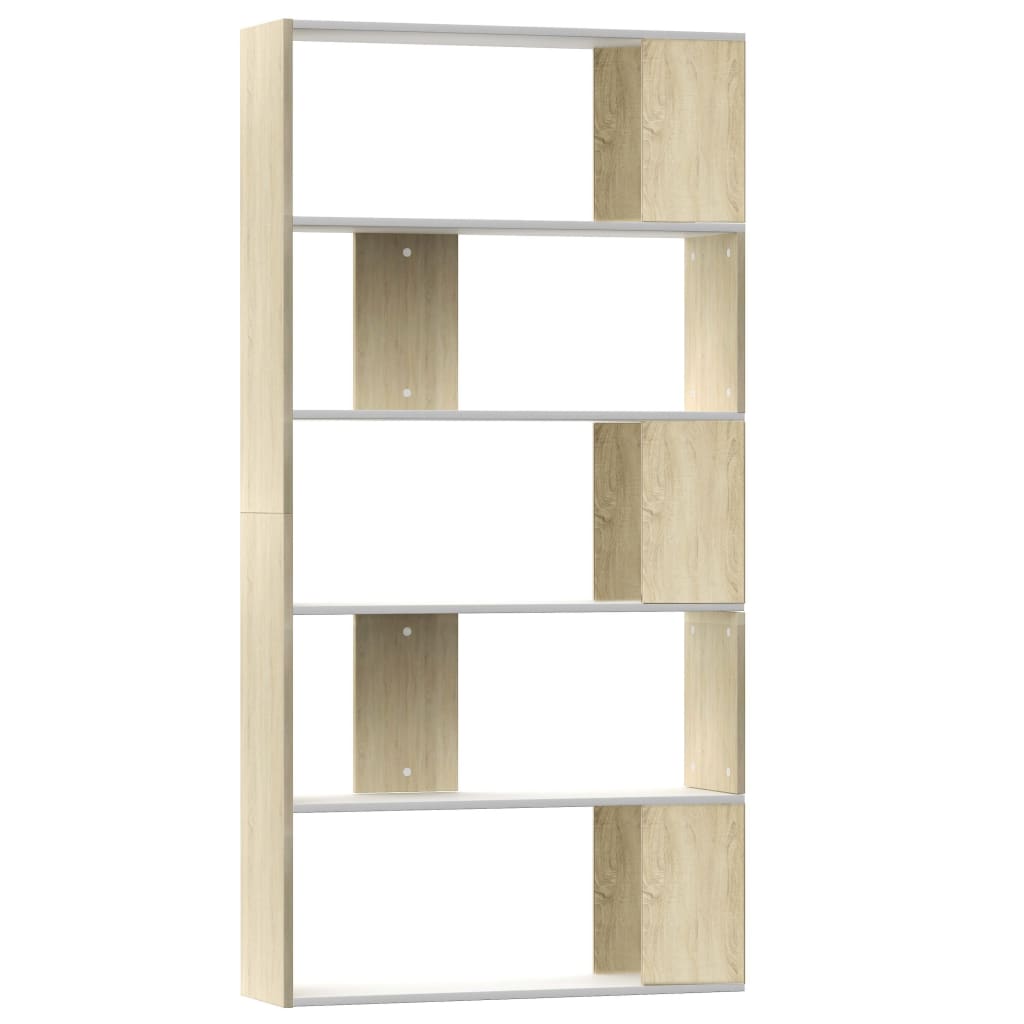 Bookcase/Room Divider White Sonoma Oak 80x24x159 cm