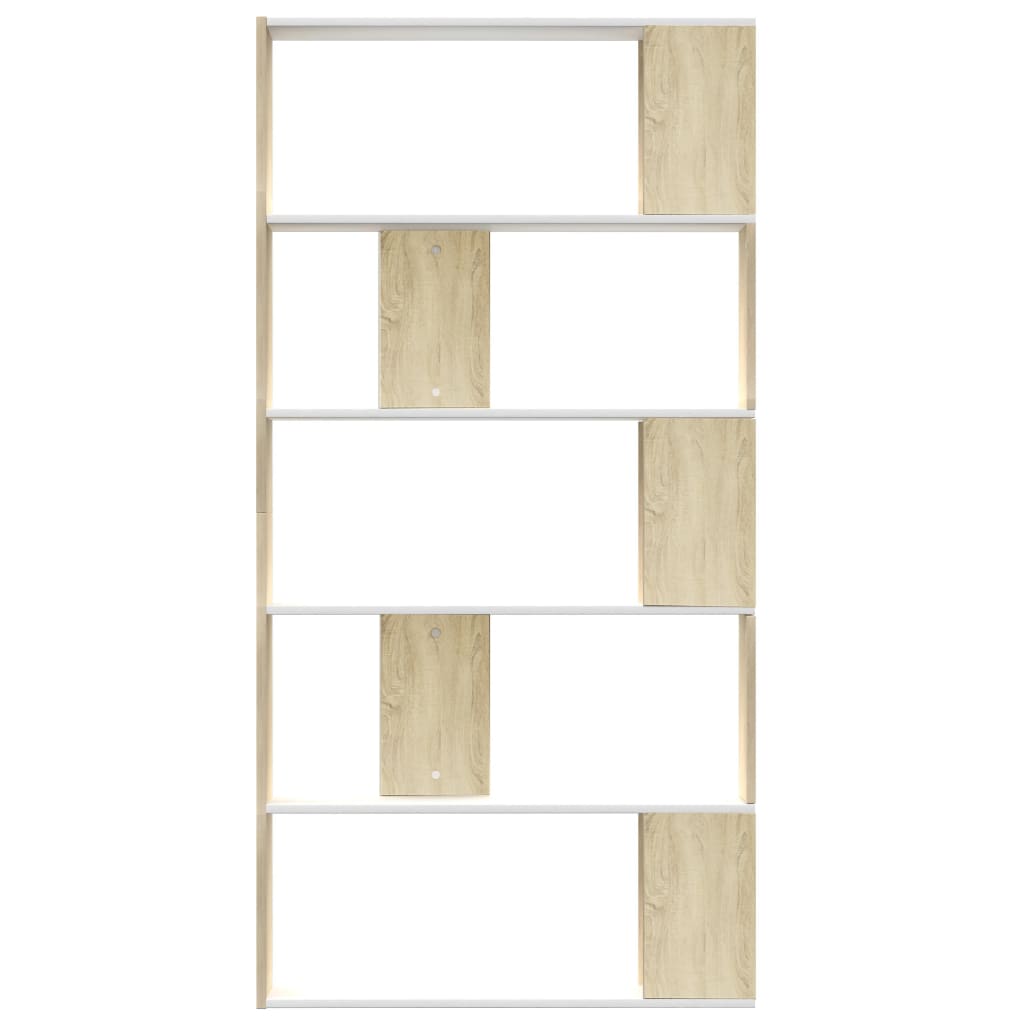 Bookcase/Room Divider White Sonoma Oak 80x24x159 cm