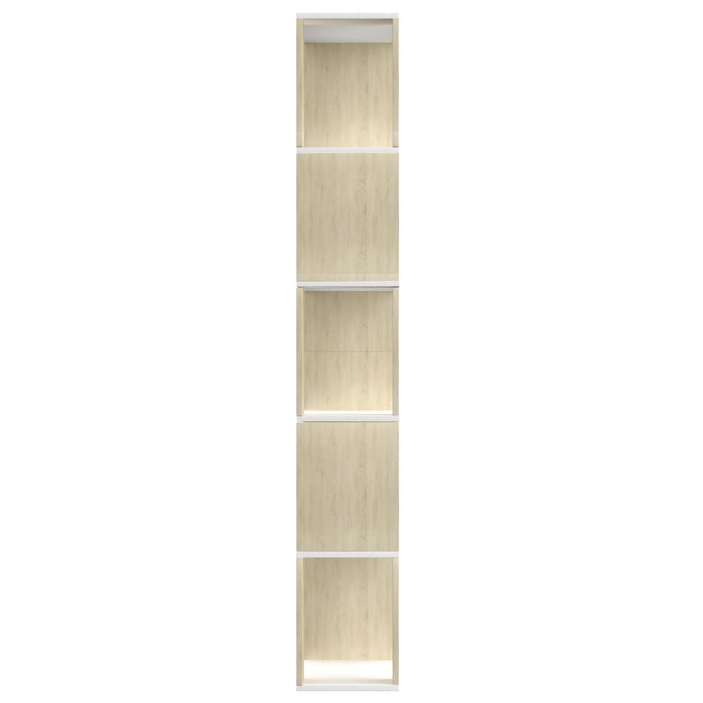 Bookcase/Room Divider White Sonoma Oak 80x24x159 cm