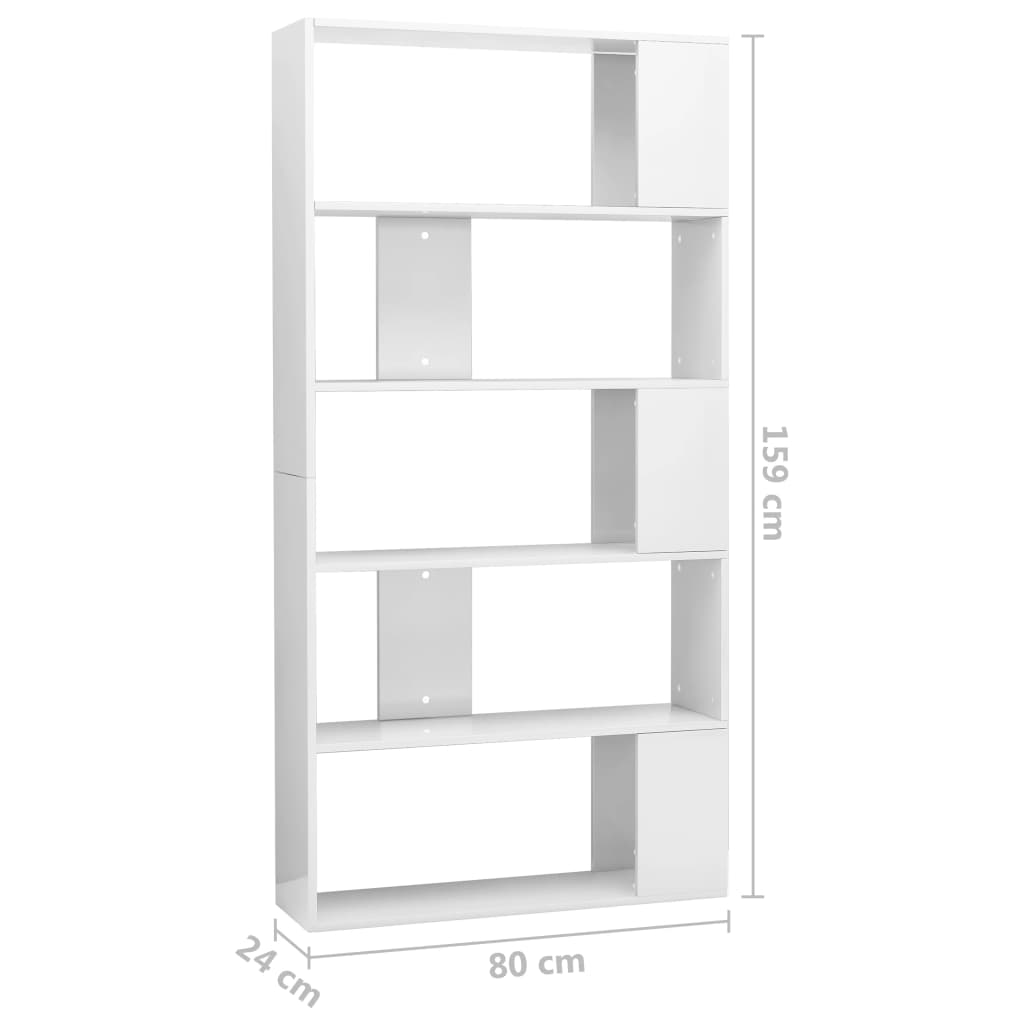 Bookshelf/Room Divider High Gloss White 80x24x159 cm