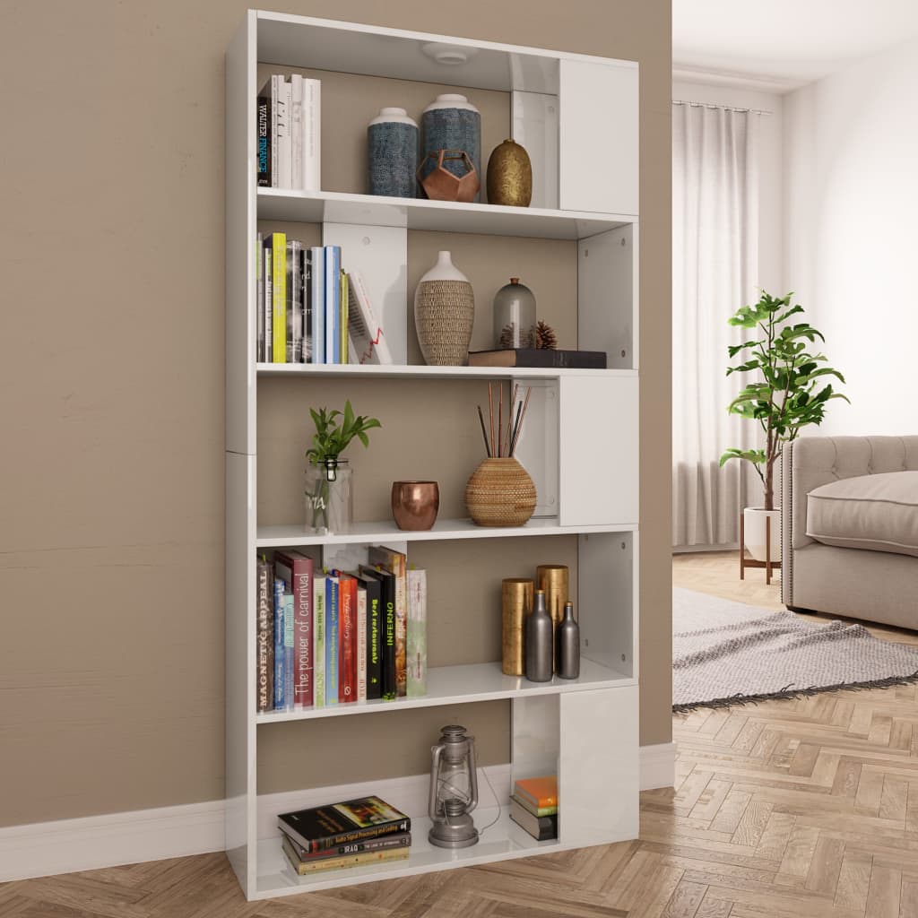 Bookshelf/Room Divider High Gloss White 80x24x159 cm