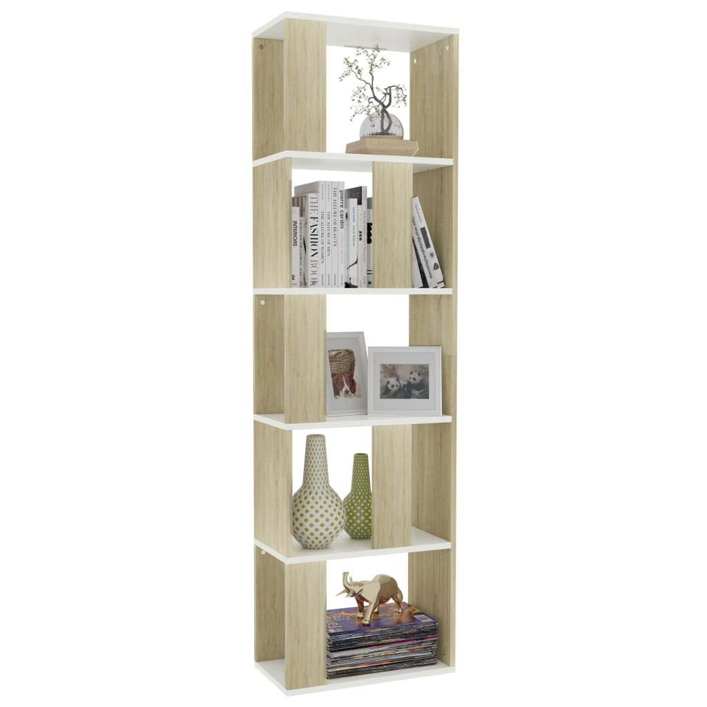 Bookcase/Room Divider White Sonoma Oak 45x24x159 cm