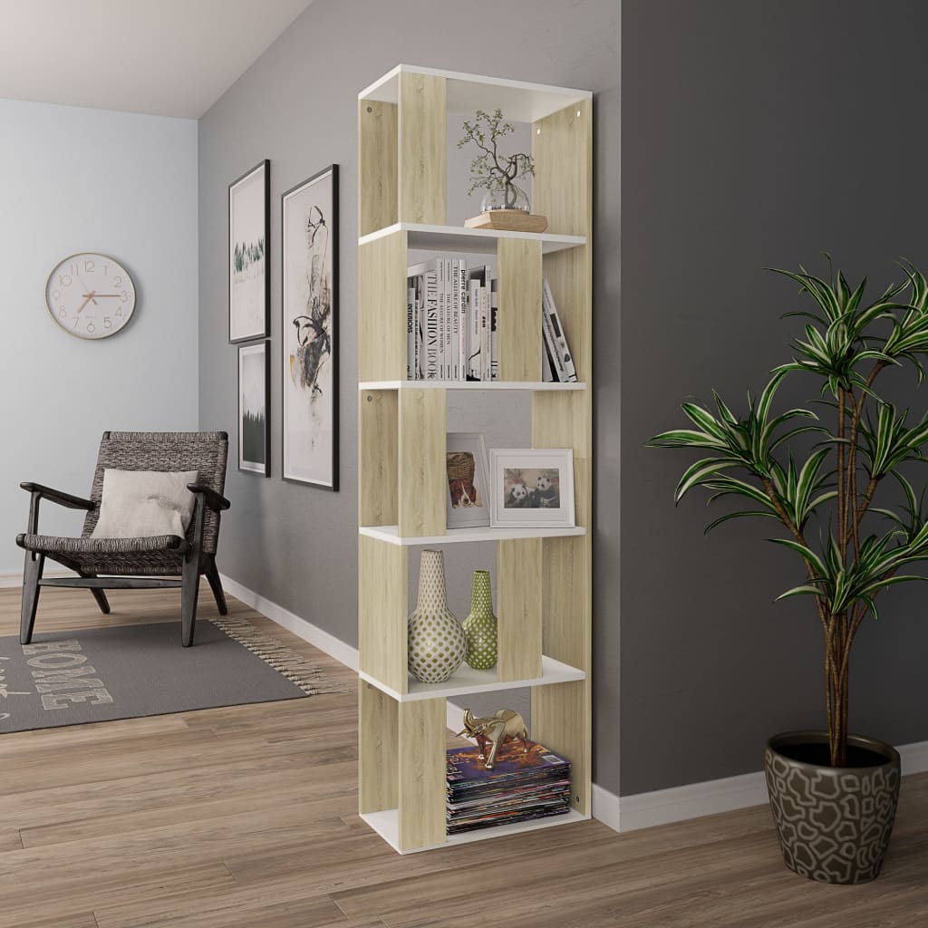 Bookcase/Room Divider White Sonoma Oak 45x24x159 cm