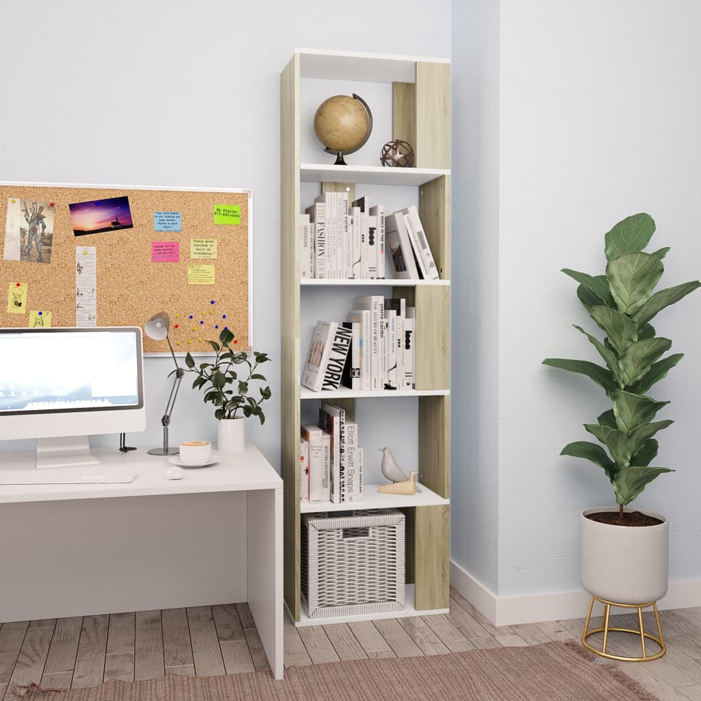 Bookcase/Room Divider White Sonoma Oak 45x24x159 cm