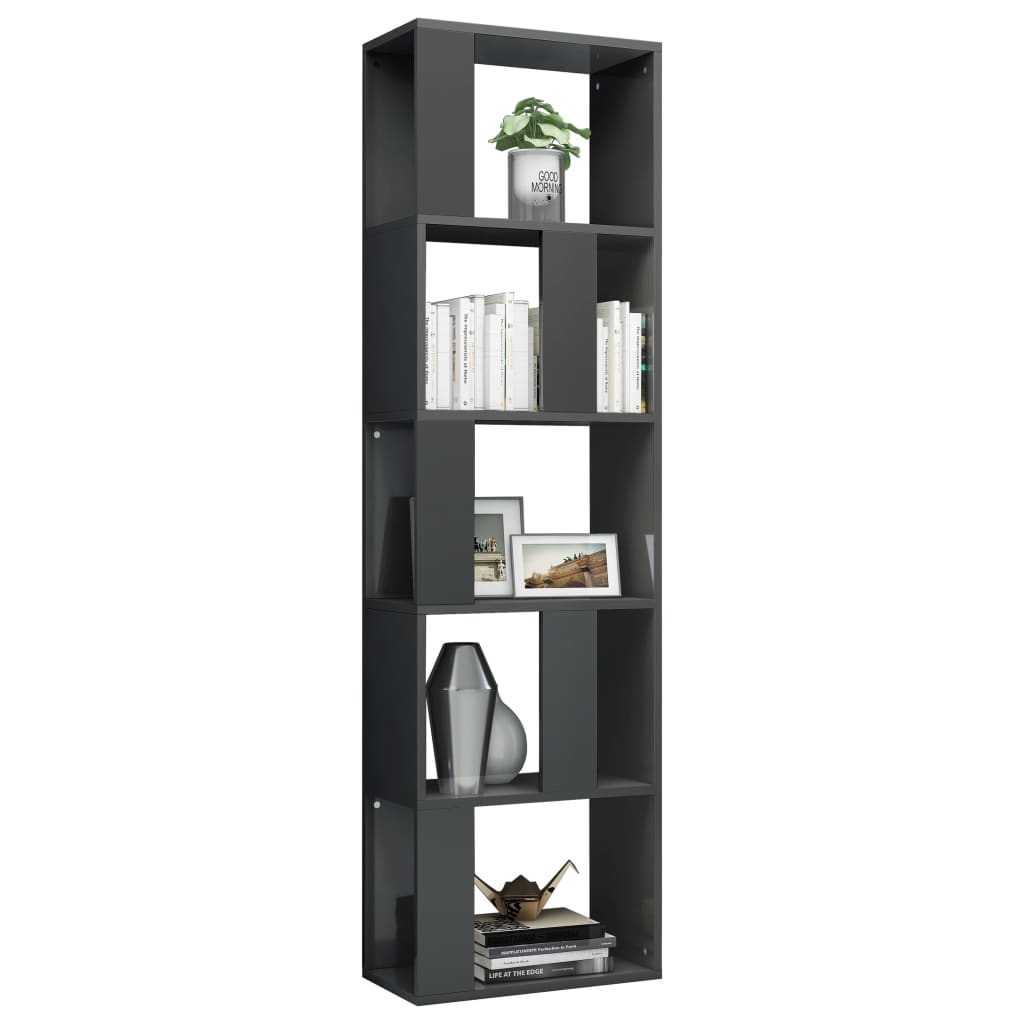 Bookshelf/Room Divider High Gloss Grey 45x24x159cm Wood Material