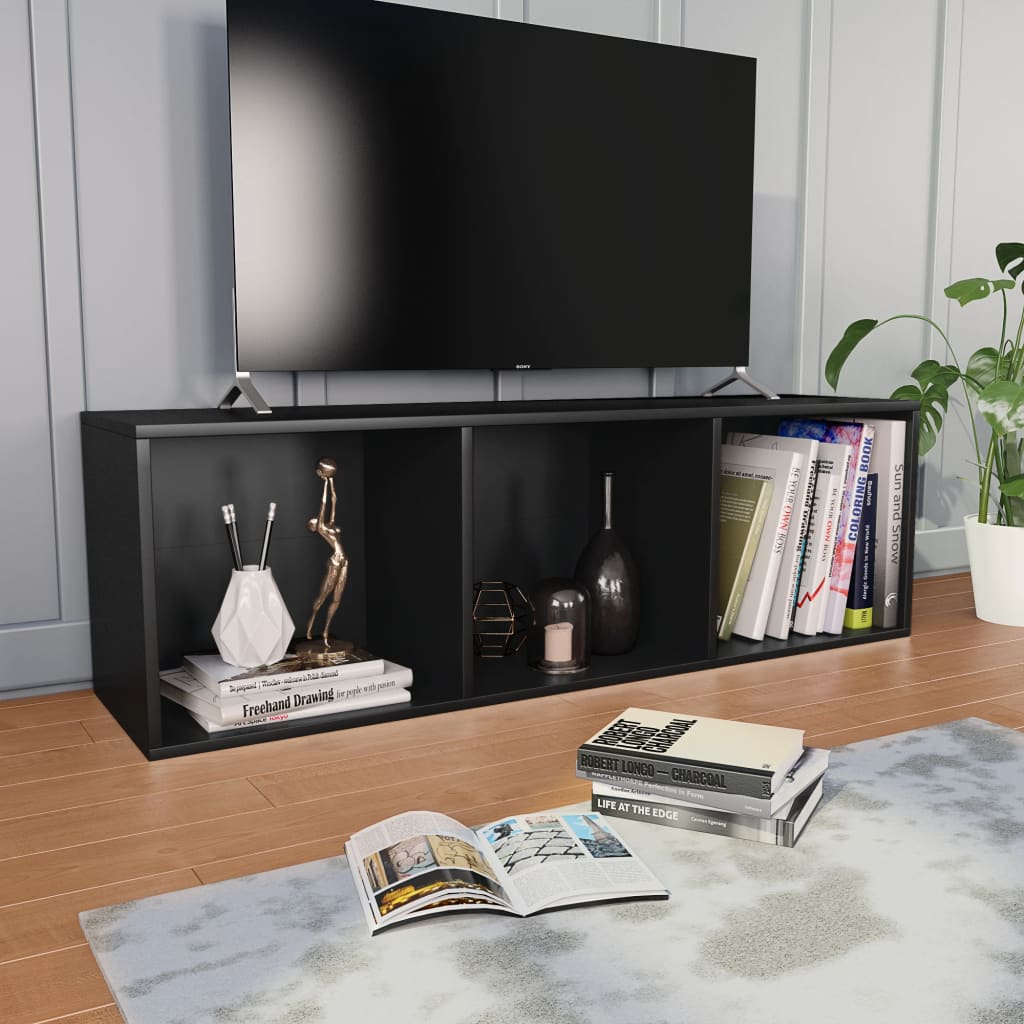 Bookcase/TV Cabinet Black 36x30x114 cm Wood Material