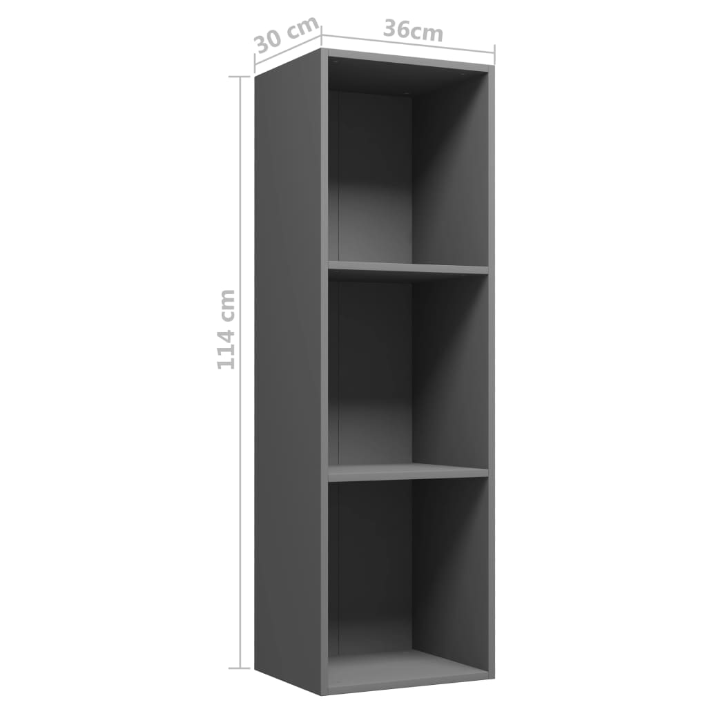 Bücherregal/TV-Schrank Grau 36x30x114 cm Holzwerkstoff