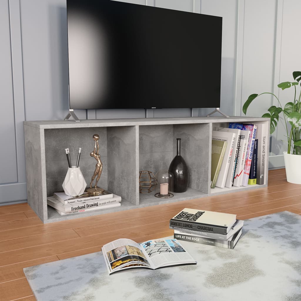 Bookcase/TV Cabinet Concrete Grey 36x30x114 cm Wood Material