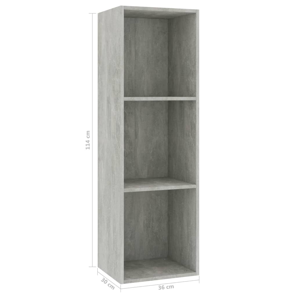 Bookcase/TV Cabinet Concrete Grey 36x30x114 cm Wood Material