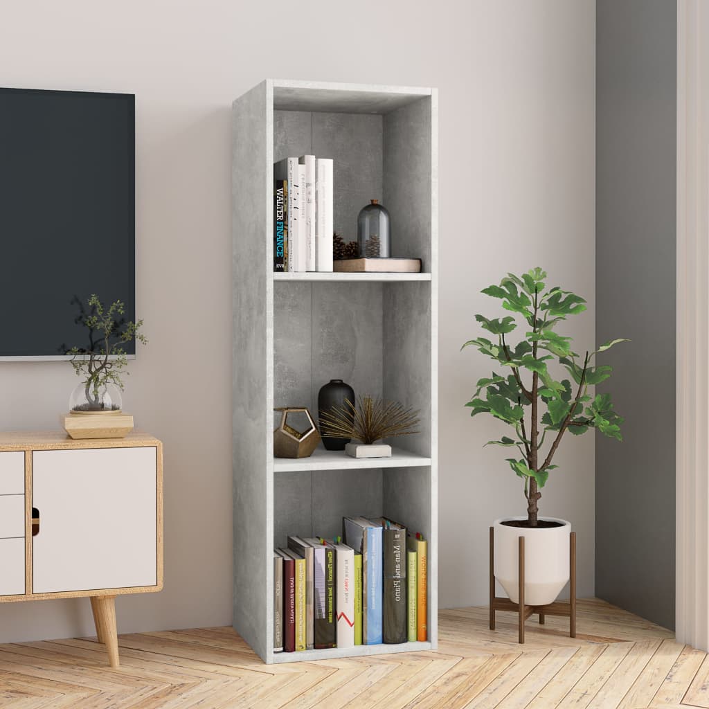 Bookcase/TV Cabinet Concrete Grey 36x30x114 cm Wood Material