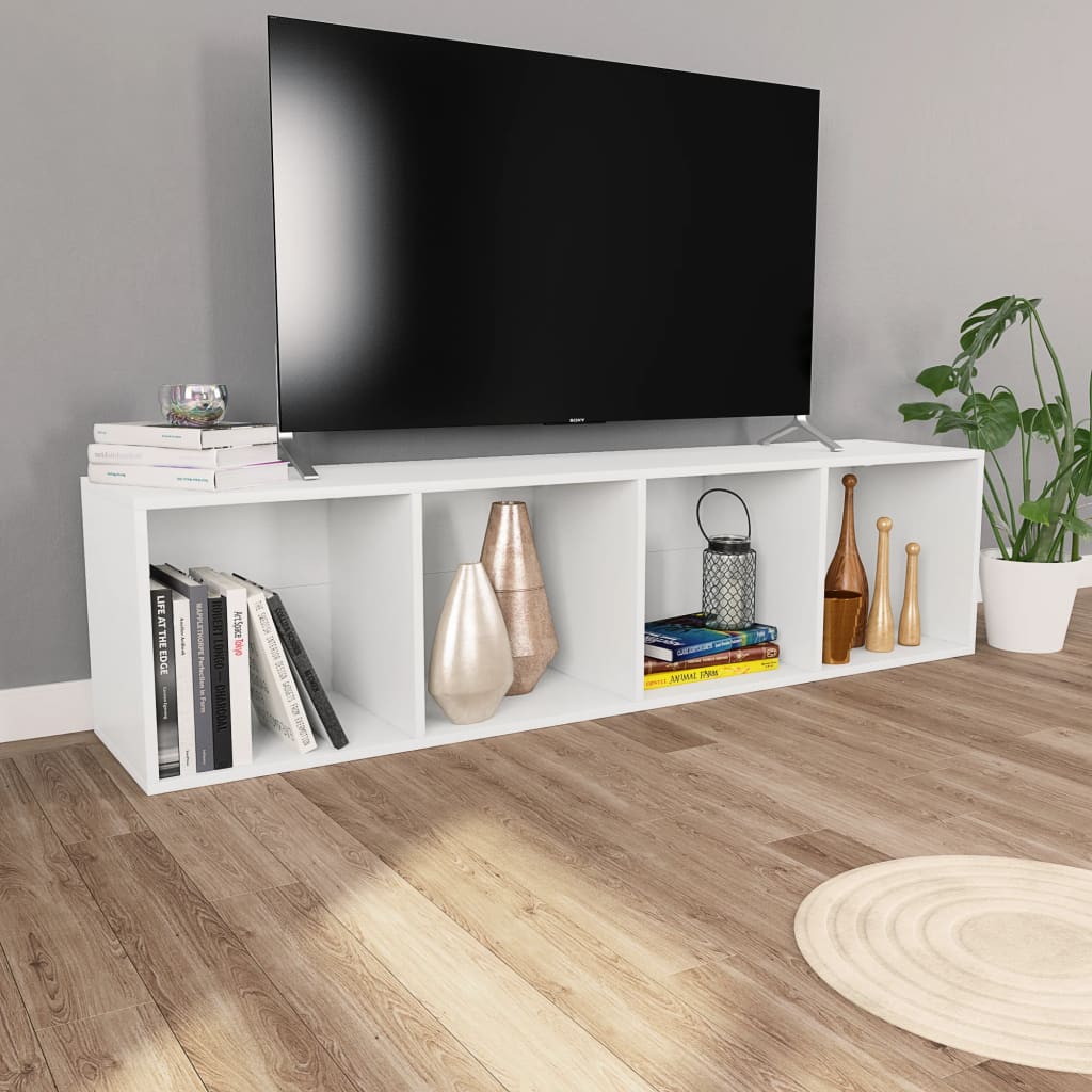 Bookcase/TV Cabinet White 36×30×143 cm Wood Material