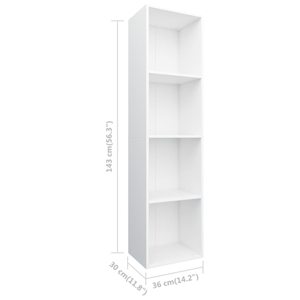 Bookcase/TV Cabinet White 36×30×143 cm Wood Material