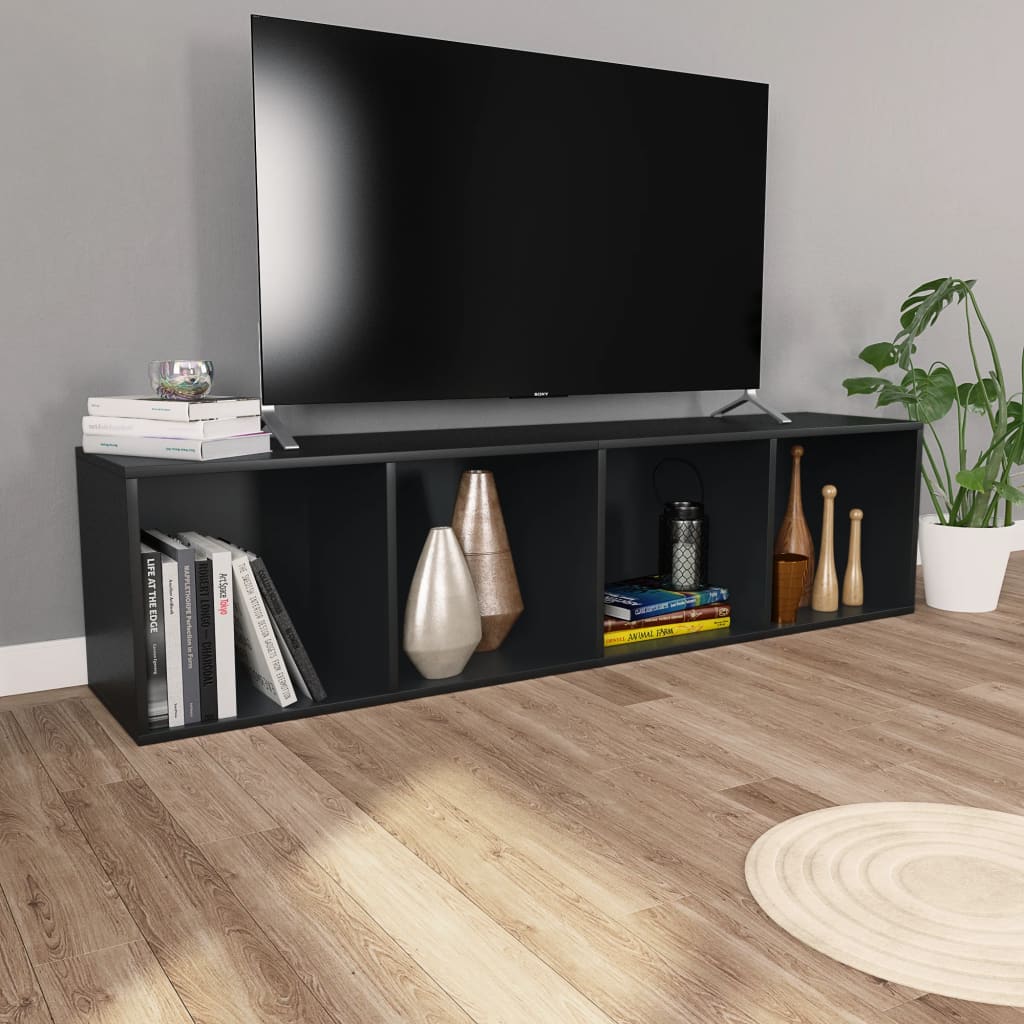 Bücherregal/TV-Schrank Schwarz 36x30x143 cm Holzwerkstoff