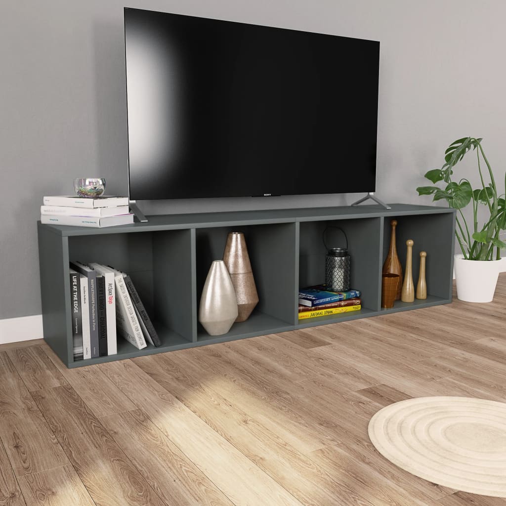 Bücherregal/TV-Schrank Grau 36x30x143 cm Holzwerkstoff