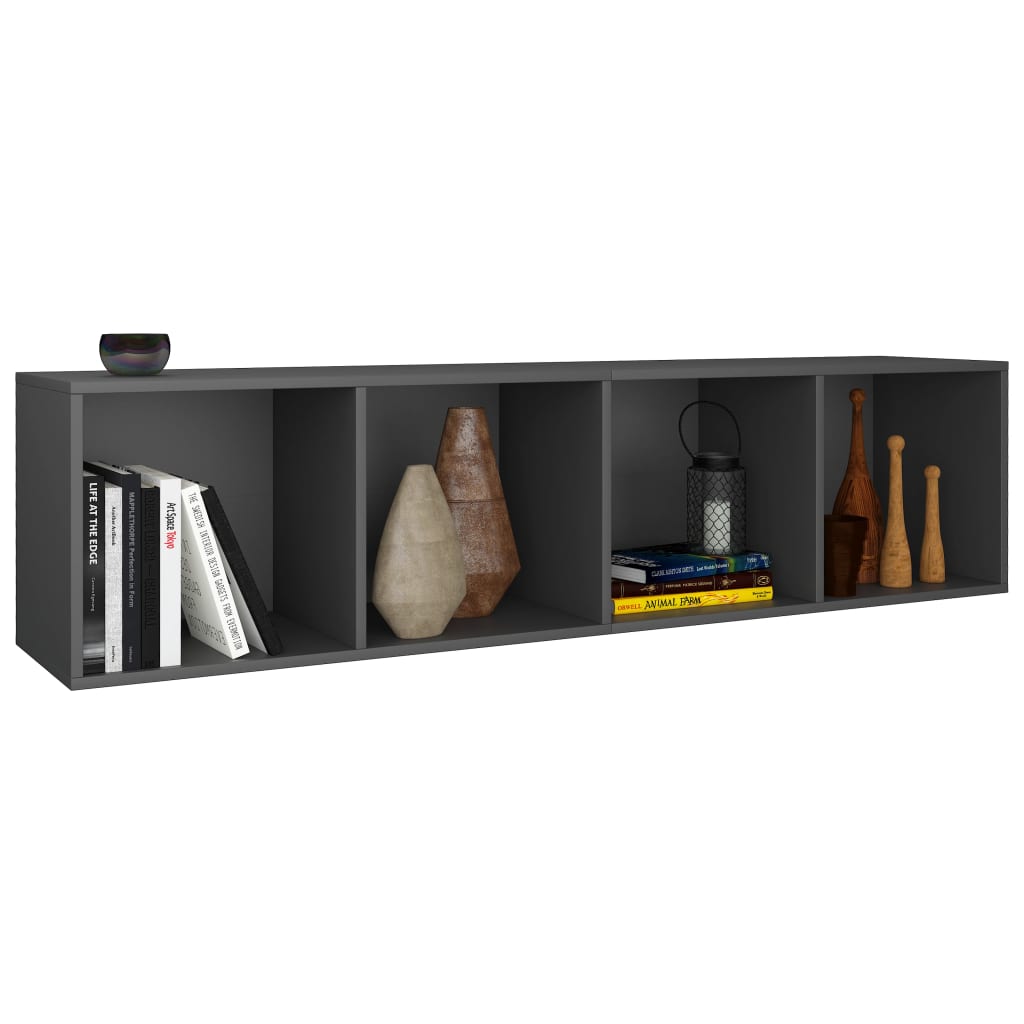 Bookcase/TV Cabinet Grey 36x30x143 cm Wood Material