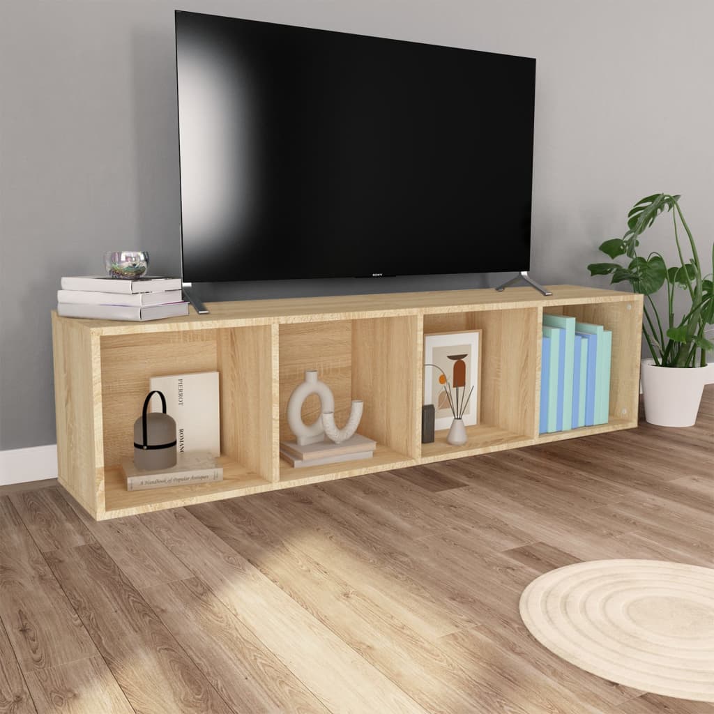 Bookcase/TV Cabinet Sonoma Oak 36x30x143 cm Wood Material