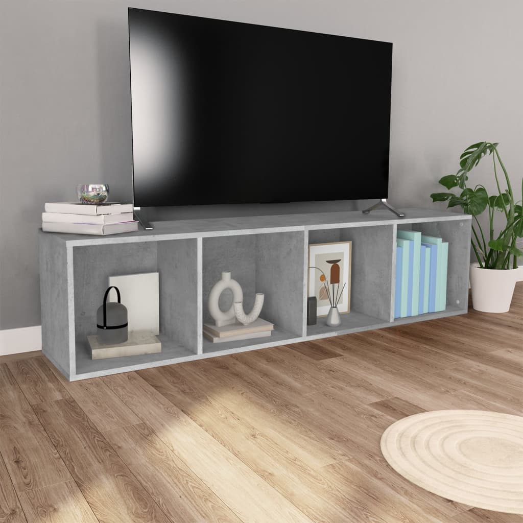 Bookcase/TV Cabinet Concrete Grey 36x30x143 cm Wood Material