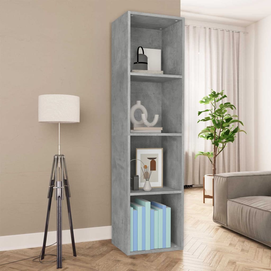 Bookcase/TV Cabinet Concrete Grey 36x30x143 cm Wood Material