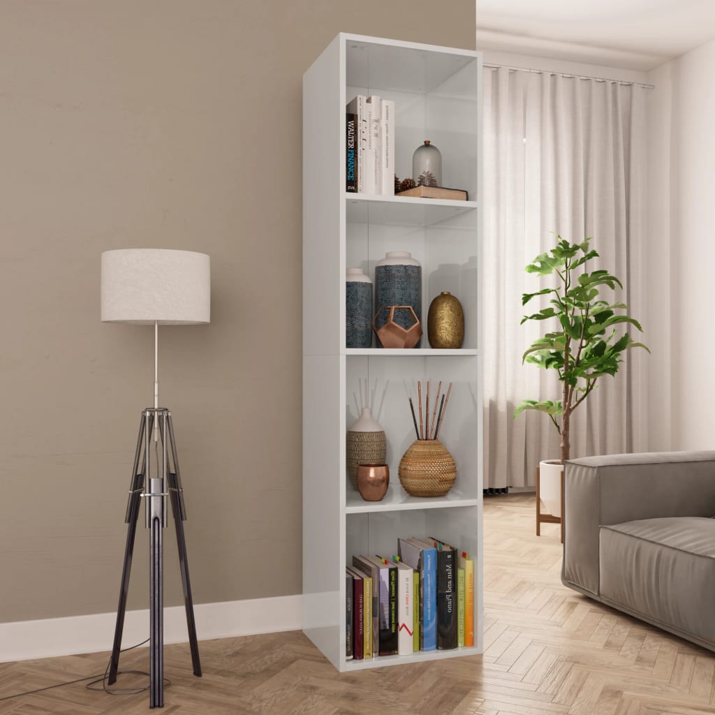 Bücherregal/TV-Schrank Hochglanz-Weiß 36x30x143cm Holzwerkstoff