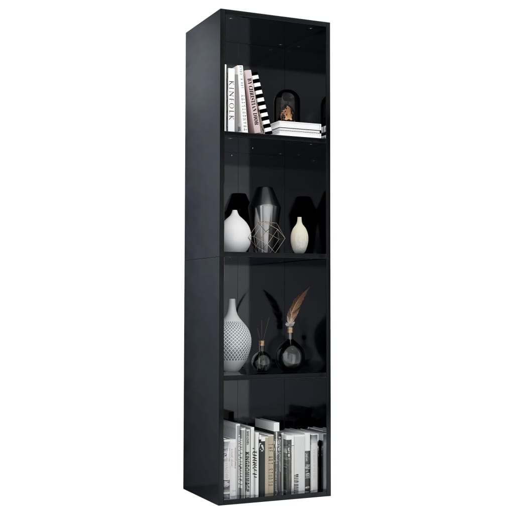 Bookcase/TV Cabinet High Gloss Black 36x30x143 cm