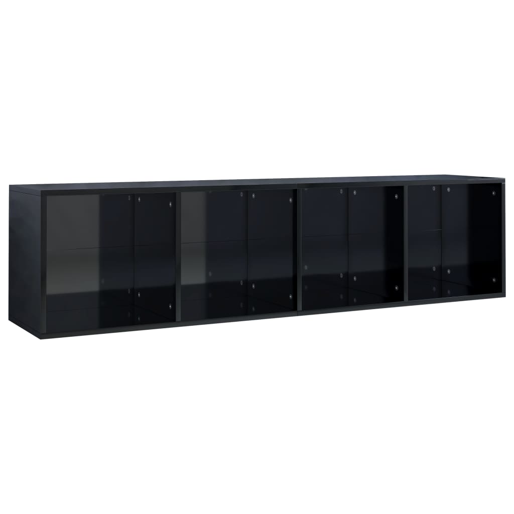 Bookcase/TV Cabinet High Gloss Black 36x30x143 cm