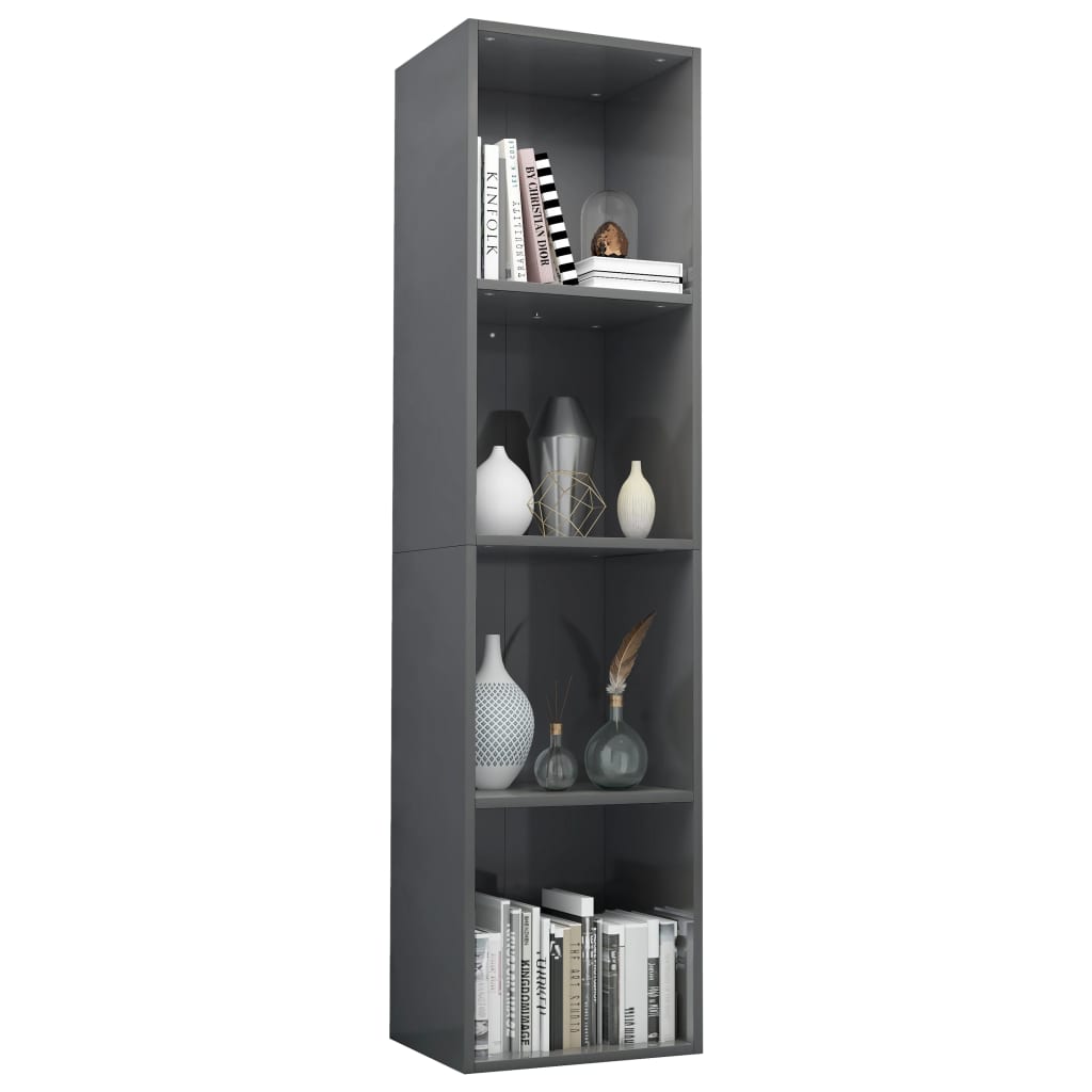 Bücherregal/TV-Schrank Hochglanz-Grau 36x30x143cm Holzwerkstoff