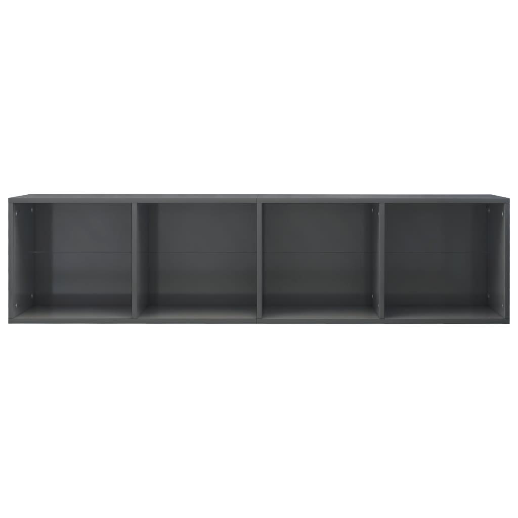 Bücherregal/TV-Schrank Hochglanz-Grau 36x30x143cm Holzwerkstoff