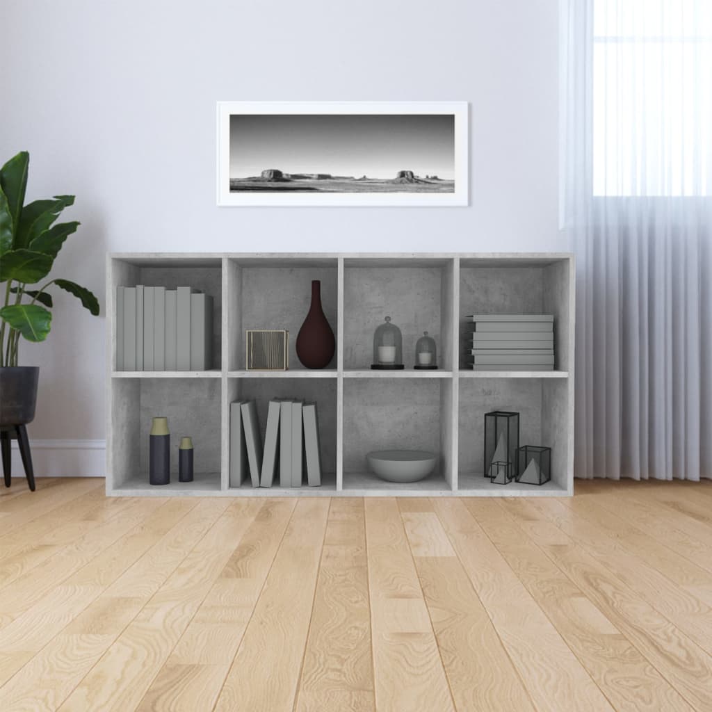 Bookshelf/Sideboard Concrete Grey 66×30×130 cm Wood Material