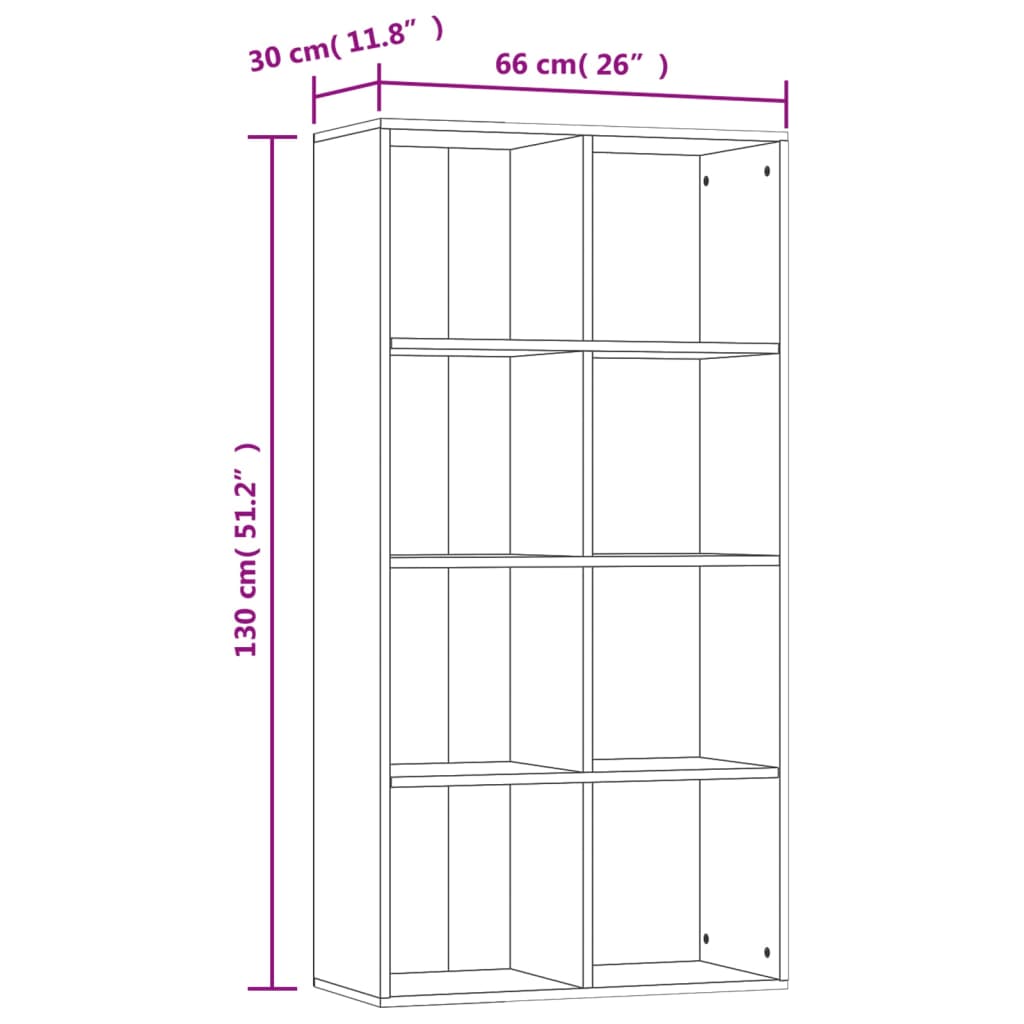 Bookshelf/Sideboard Concrete Grey 66×30×130 cm Wood Material