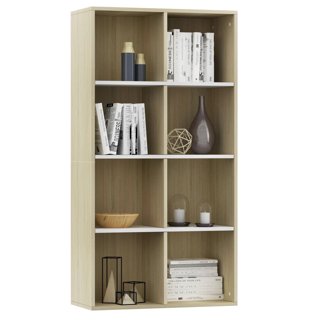 Bücherregal/Sideboard Weiß Sonoma-Eiche 66×30×130 cm