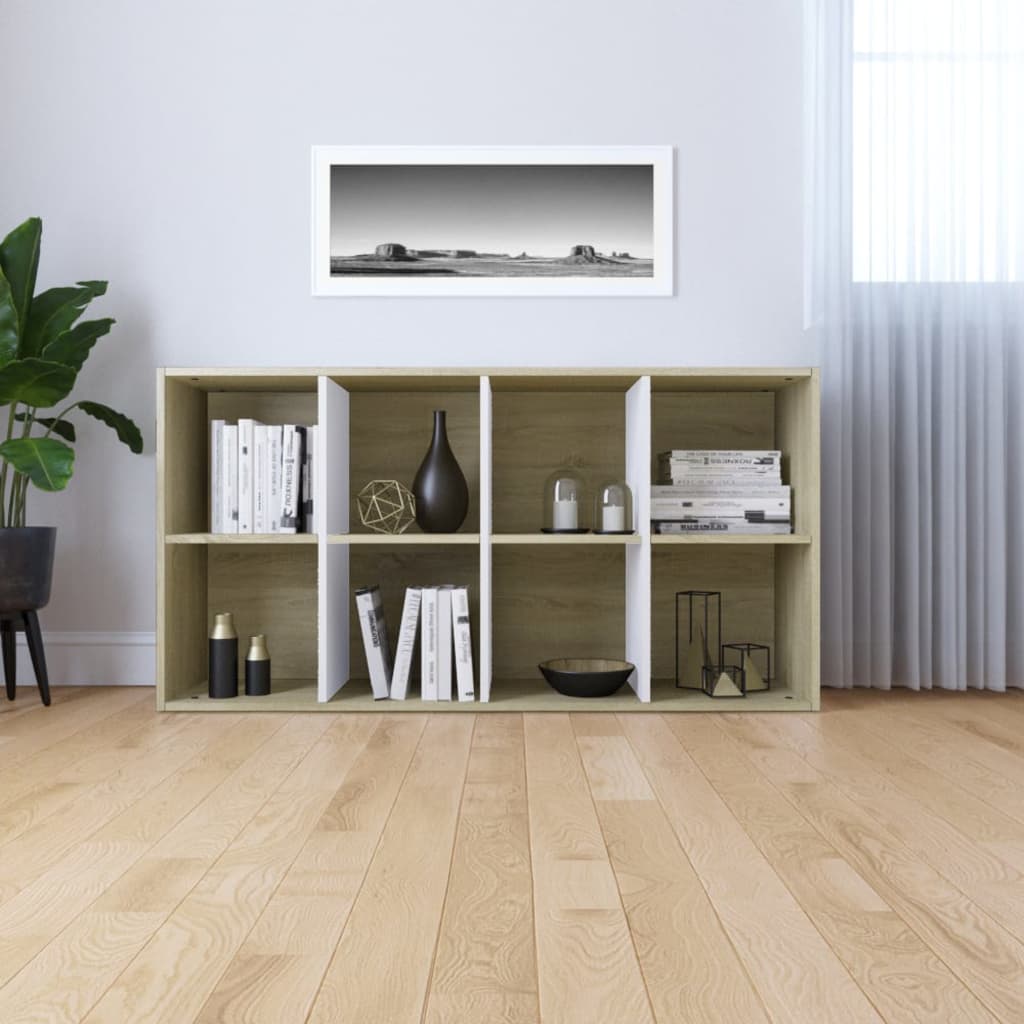 Bookcase/Sideboard White Sonoma Oak 66×30×130 cm