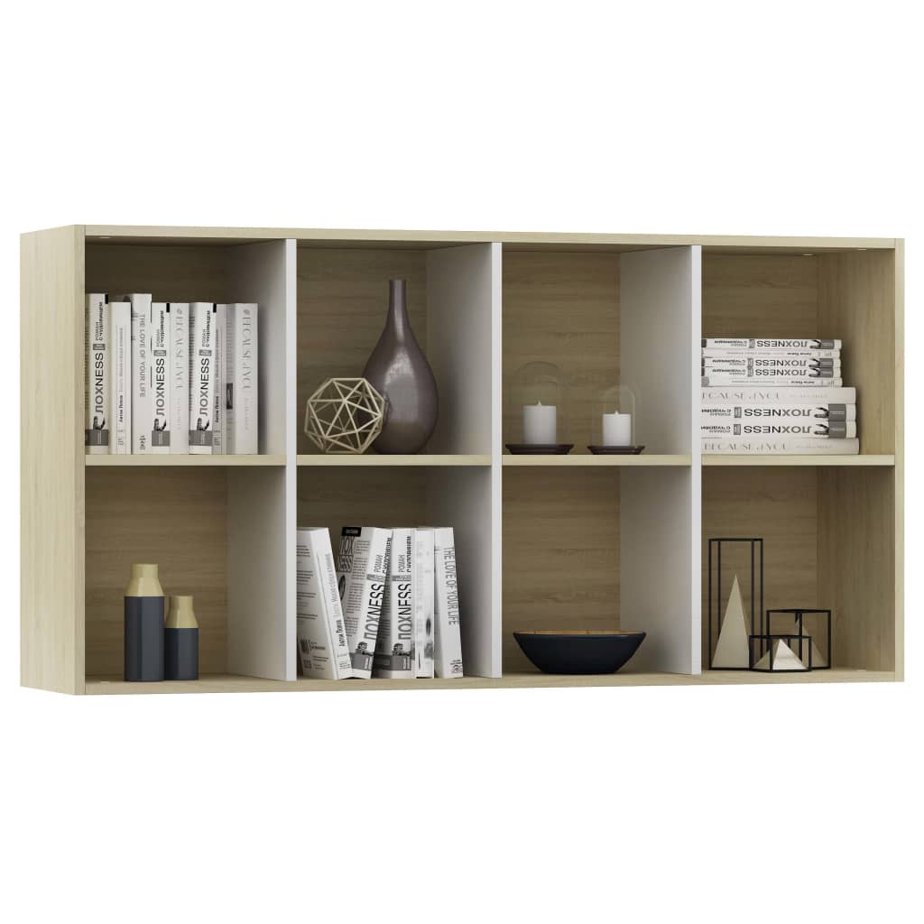 Bookcase/Sideboard White Sonoma Oak 66×30×130 cm