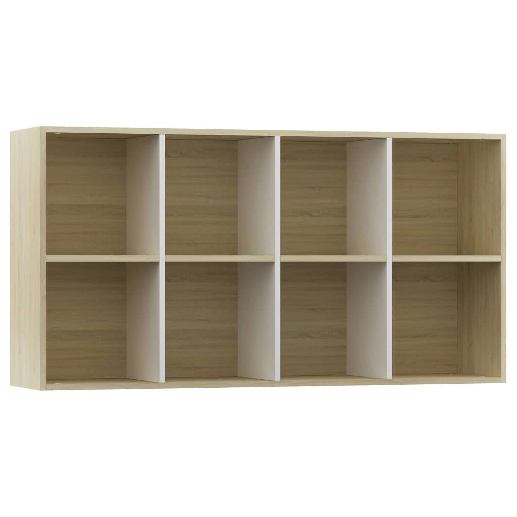 Bücherregal/Sideboard Weiß Sonoma-Eiche 66×30×130 cm