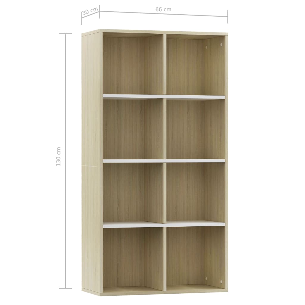 Bookcase/Sideboard White Sonoma Oak 66×30×130 cm