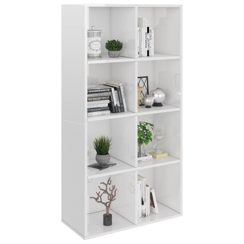 Bookcase/Sideboard High Gloss White 66×30×130 cm Wood Material