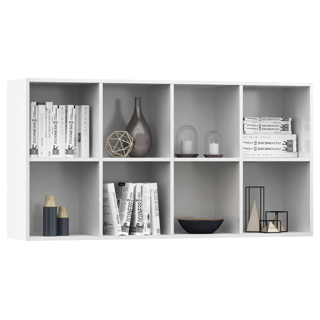 Bookcase/Sideboard High Gloss White 66×30×130 cm Wood Material