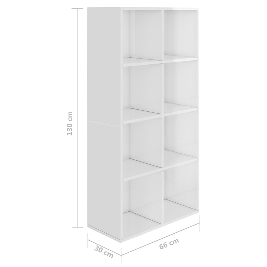 Bookcase/Sideboard High Gloss White 66×30×130 cm Wood Material