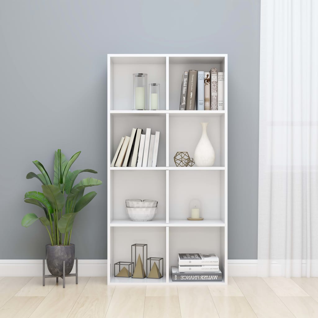 Bookcase/Sideboard High Gloss White 66×30×130 cm Wood Material