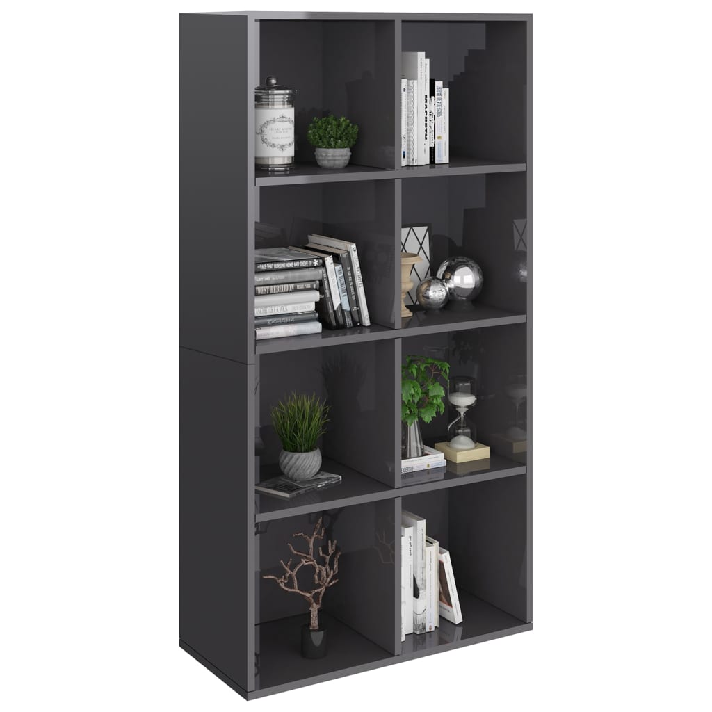 Bücherregal/Sideboard Hochglanz-Grau 66×30×130 cm Holzwerkstoff