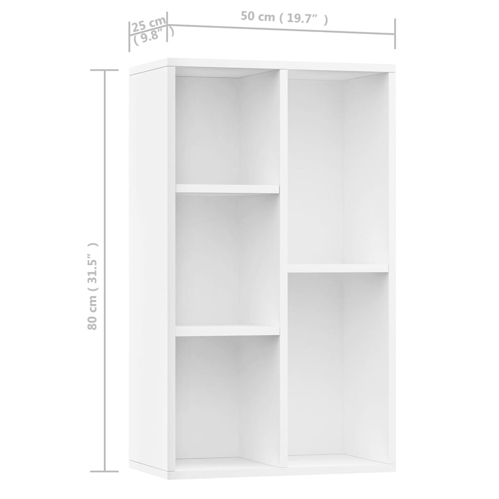 Bookcase/Sideboard White 50x25x80 cm Wood Material