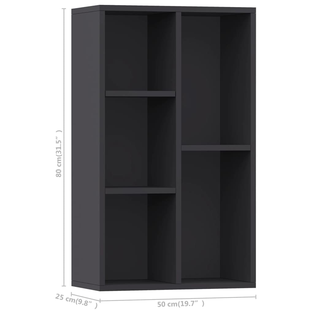 Bookshelf/Sideboard Grey 50x25x80 cm Wood Material