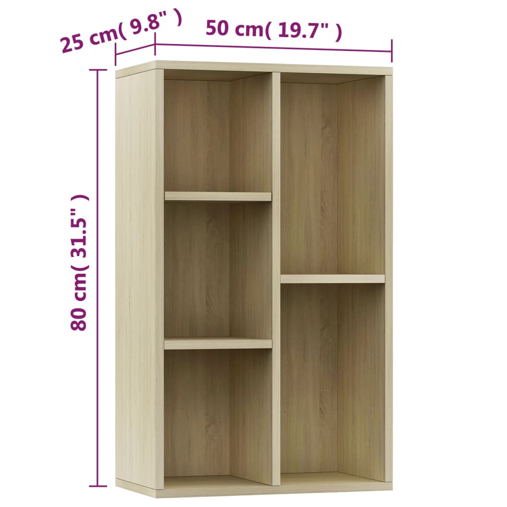 Bookshelf/Sideboard Sonoma Oak 50x25x80 cm Wood Material