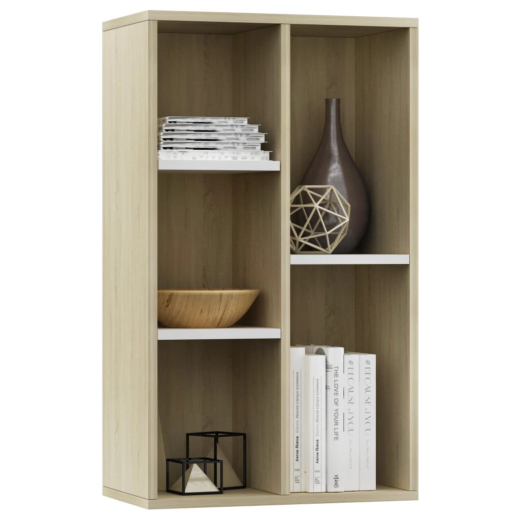 Bücherregal/Sideboard Weiß Sonoma-Eiche 50x25x80 cm