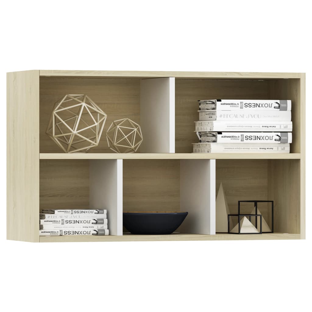 Bücherregal/Sideboard Weiß Sonoma-Eiche 50x25x80 cm