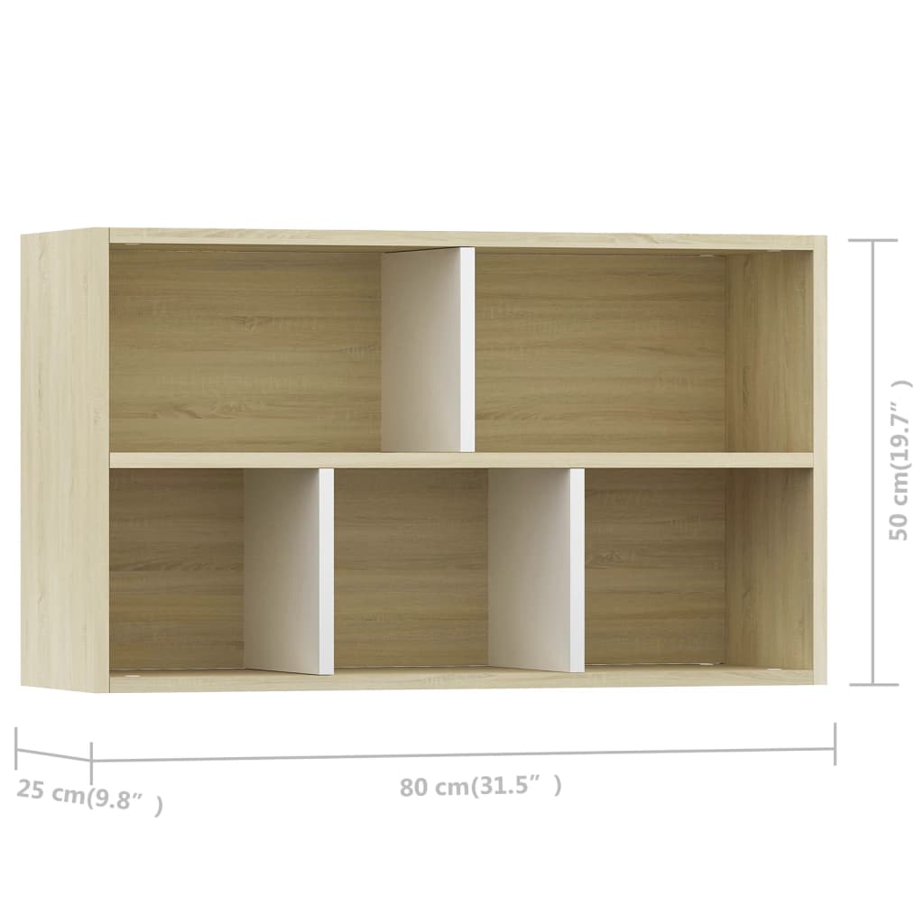 Bücherregal/Sideboard Weiß Sonoma-Eiche 50x25x80 cm