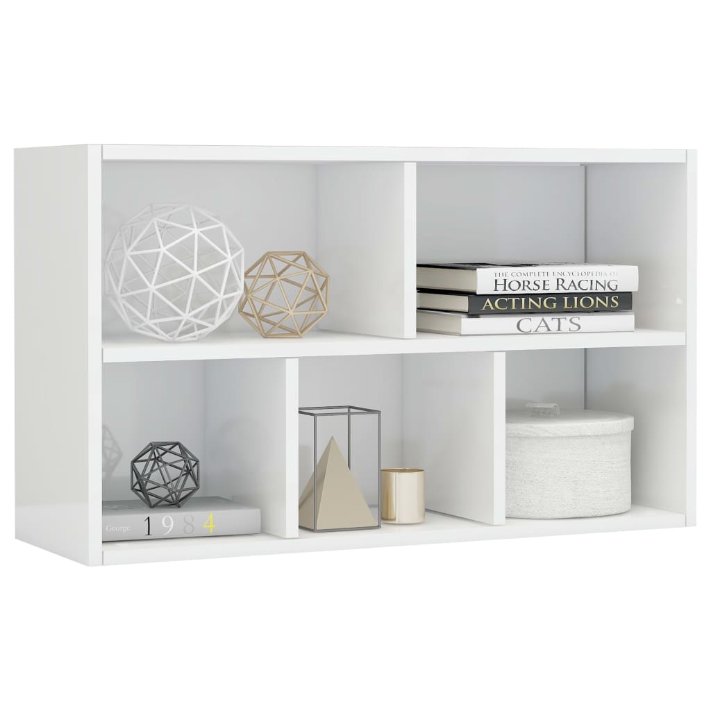 Bookcase/Sideboard High Gloss White 50x25x80 cm Wood Material