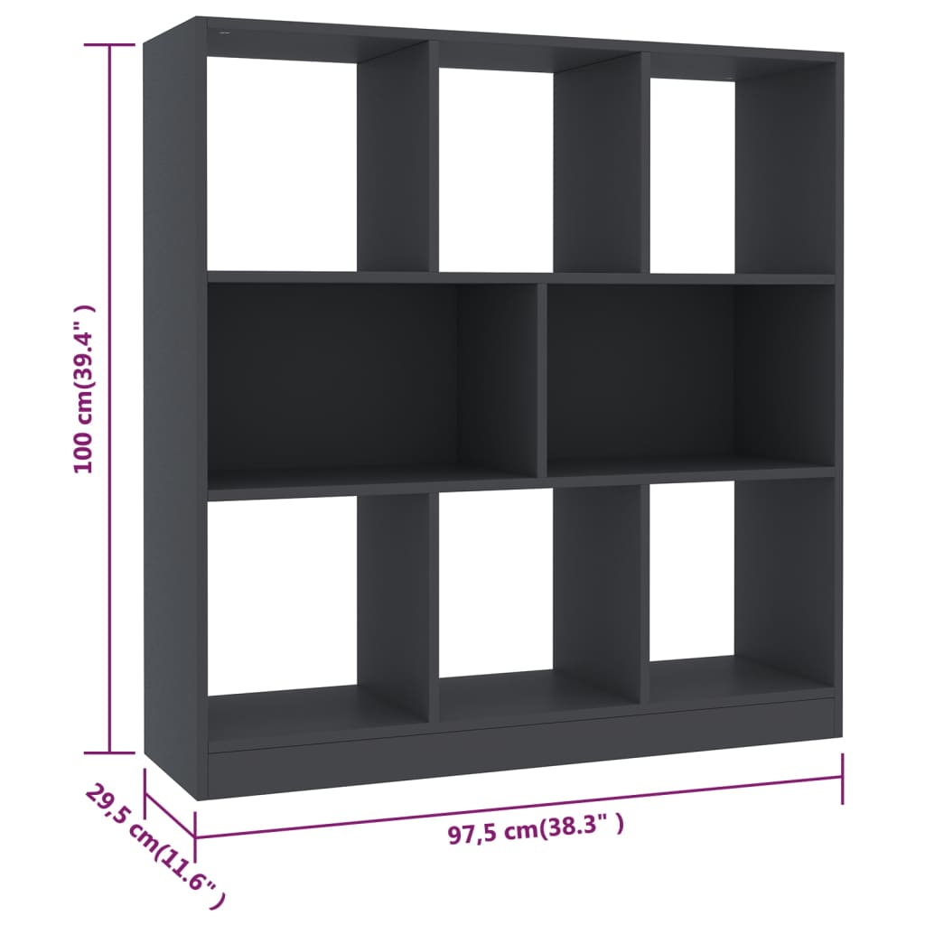 Bücherregal Grau 97,5x29,5x100 cm Holzwerkstoff