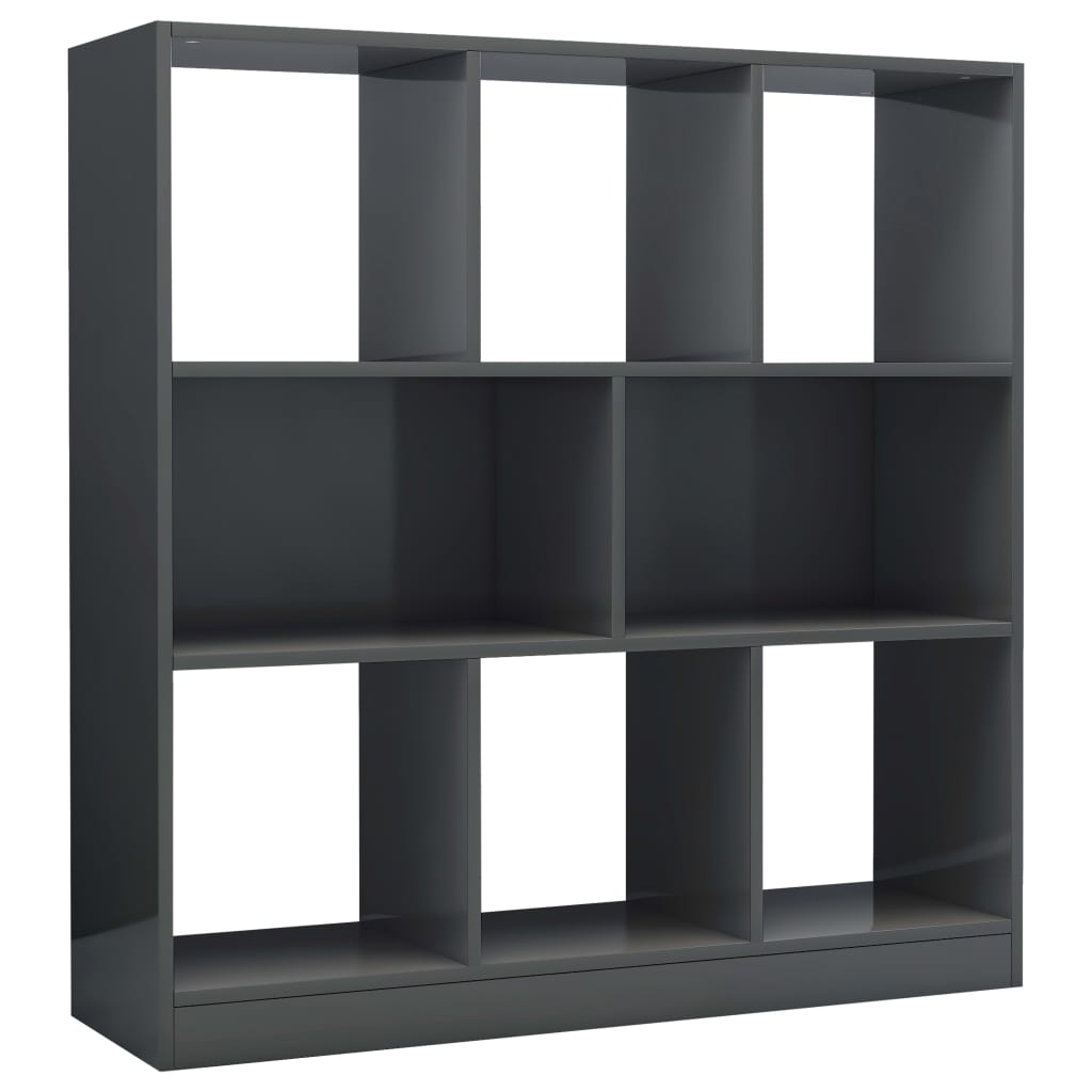 Bookshelf High Gloss Grey 97.5x29.5x100 cm Wood Material